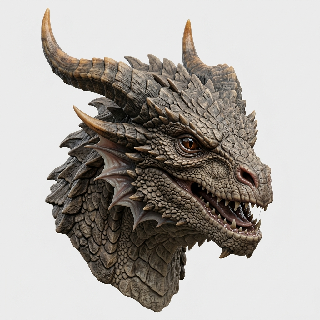 Dragon bust input image used for an OBJ export example