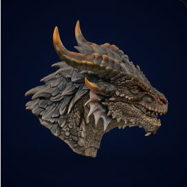 Generated dragon-style model preview for printable STL gallery